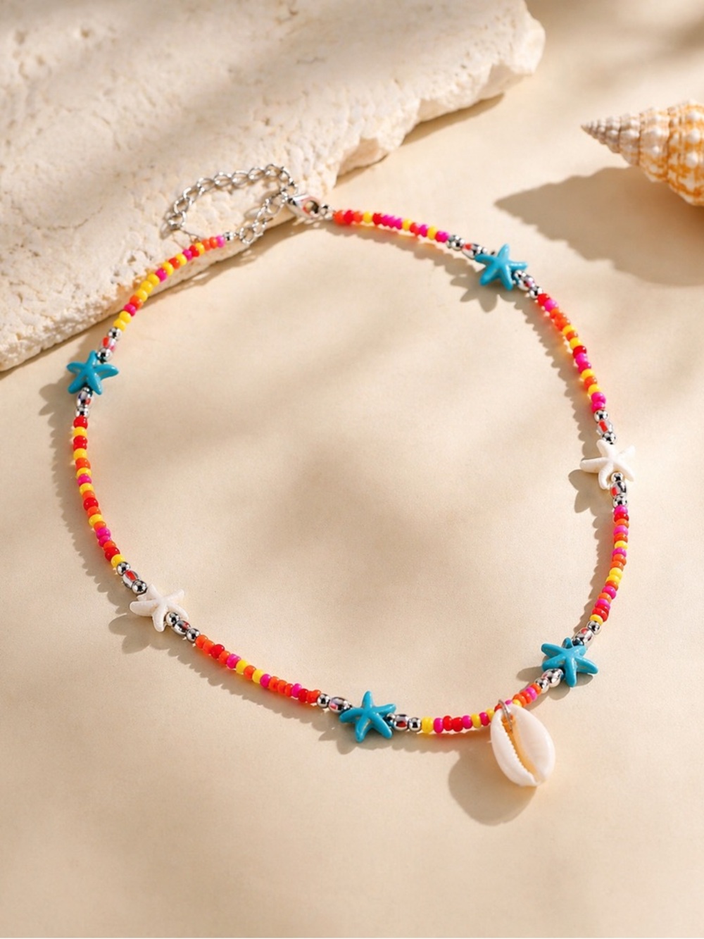 Vibrant Starfish and Shell‎ Beaded Necklace